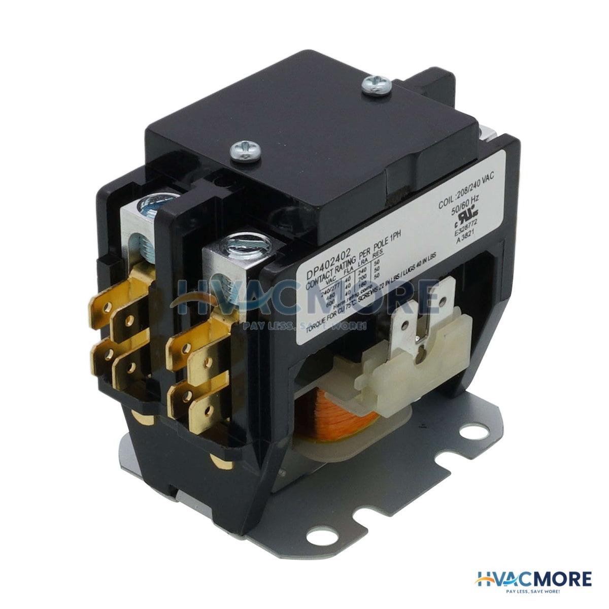 Supco 2-Pole Definite Purpose Contactor, 40A 240V Coil, Box Lug - DP402402