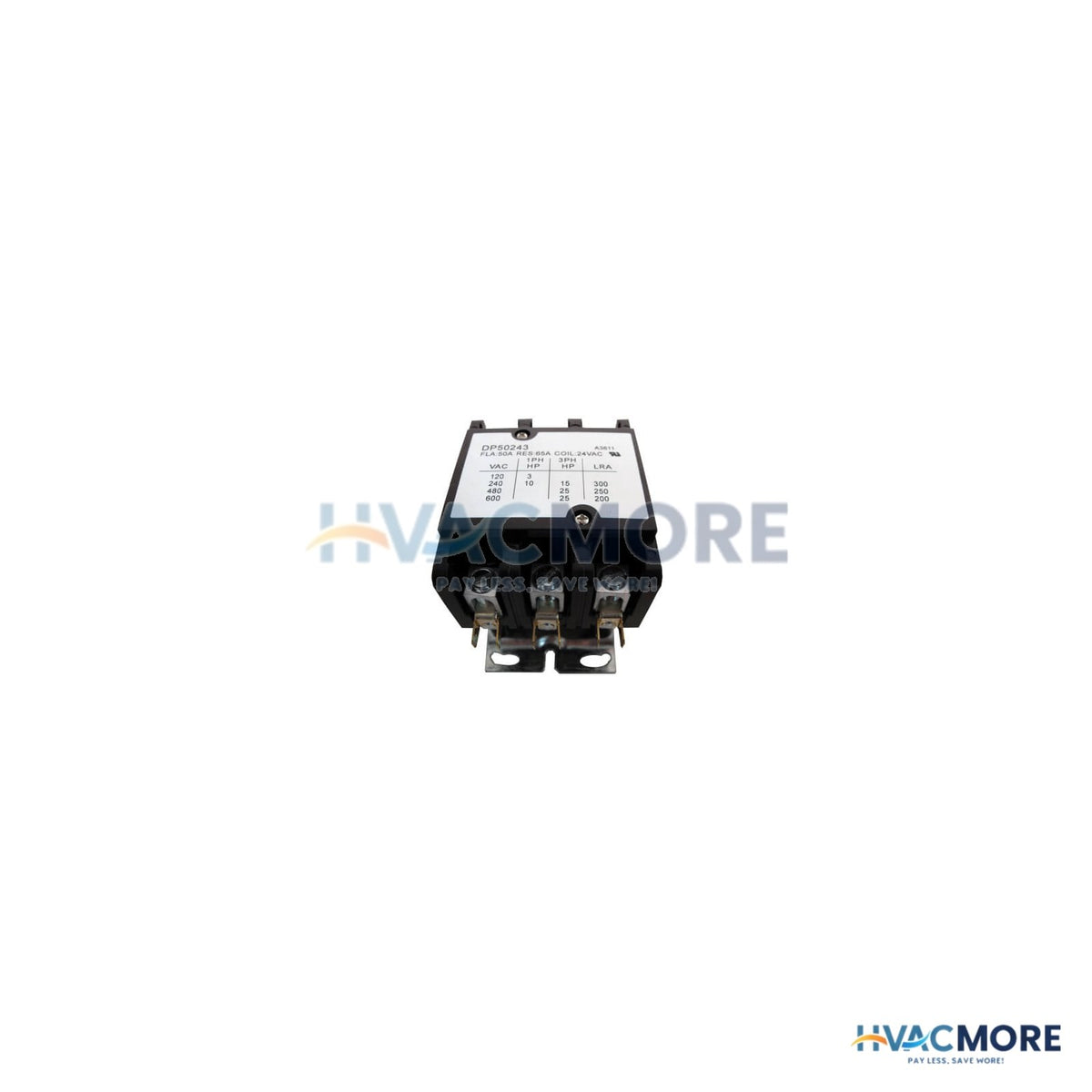Supco 3-Pole Definite Purpose Contactor, 50A 24V Coil, Box Lug - DP50243