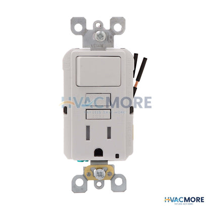 Leviton SmartlockPro Self-Test GFCI Receptacle/Switch Combo, Tamper-Resistant, 15A, White - GFSW1-W