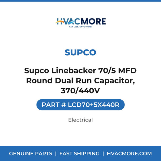 Supco Linebacker 70/5 MFD Round Dual Run Capacitor, 370/440V - LCD70+5X440R