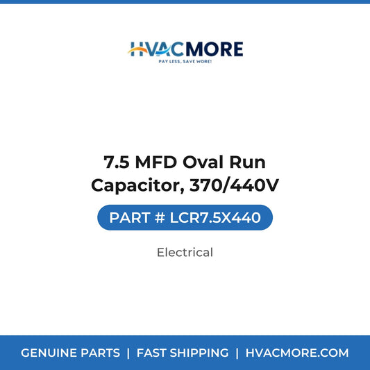 7.5 MFD Oval Run Capacitor, 370/440V - LCR7.5X440