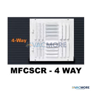 12 in. x 12 in. Curved Blade 4-Way Sidewall/Ceiling Register, White - MFCSCR1212W4