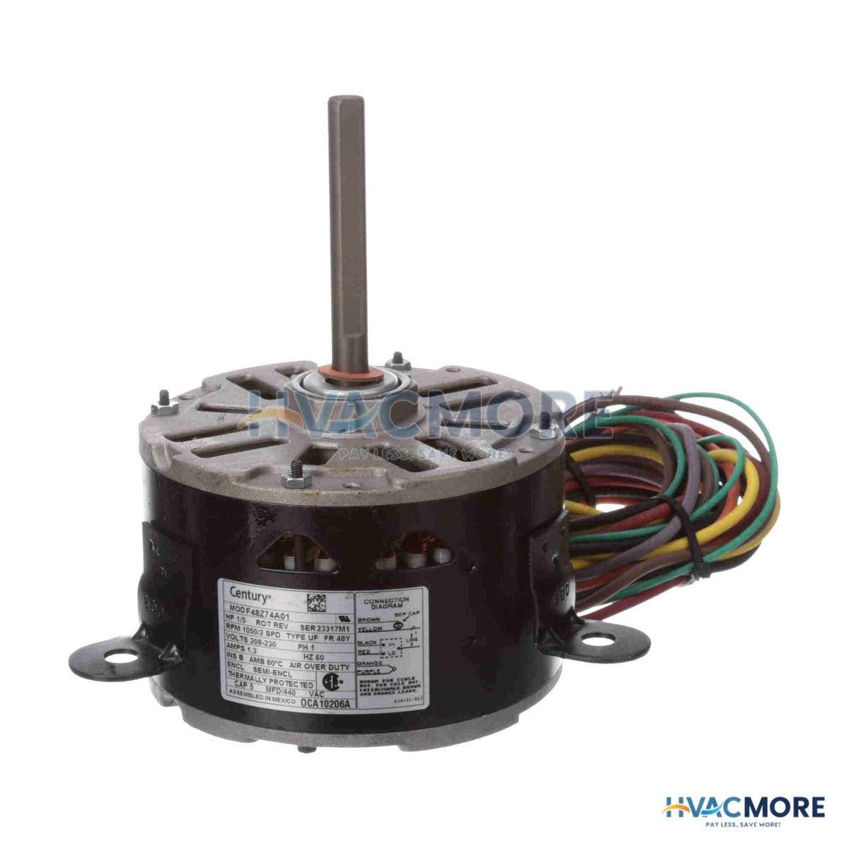 Century 5-5/8 in. OEM Replacement Motor for Carrier/BDP, 1/5 HP, 208-230V - OCA10206A