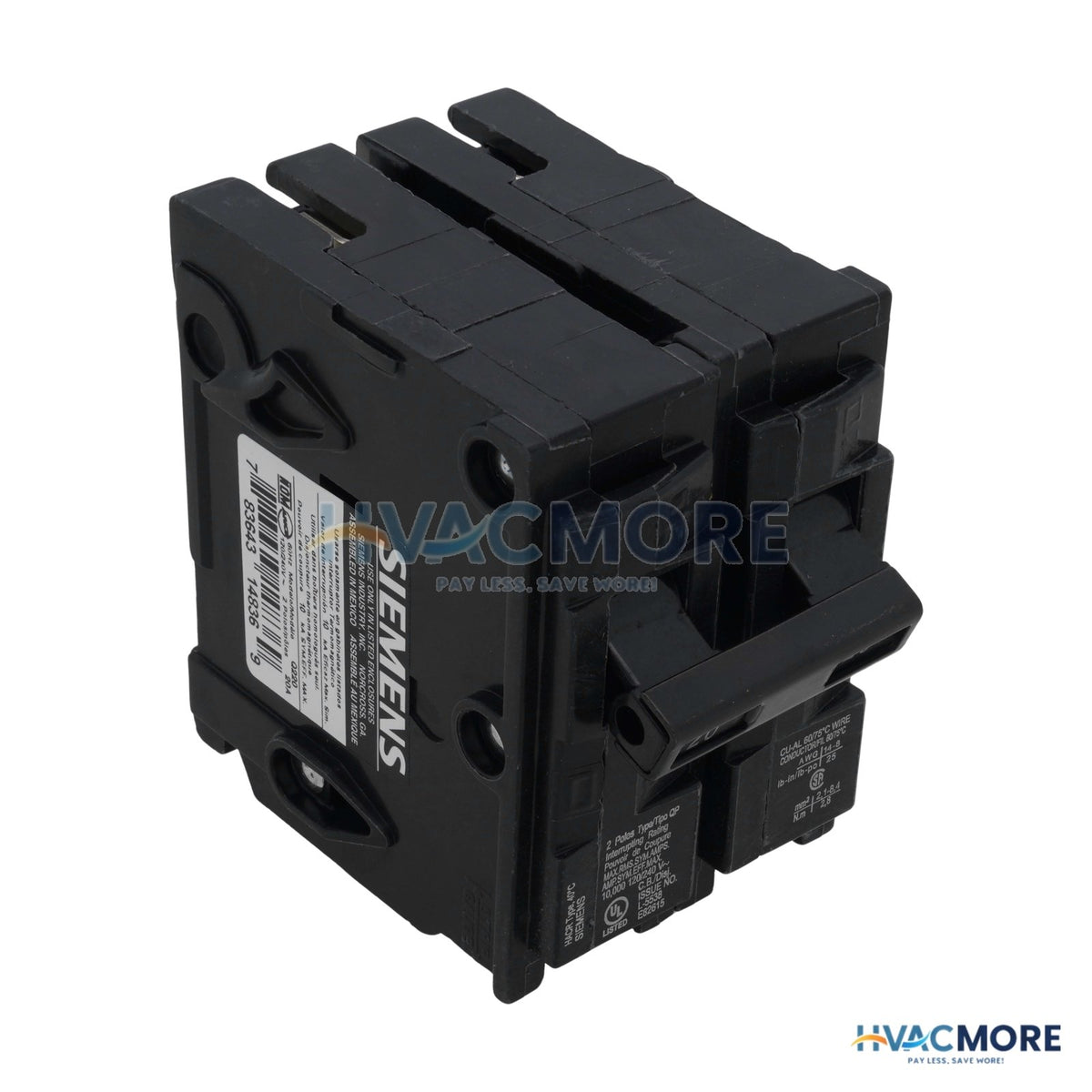 Siemens QP 2-Pole Plug-In Circuit Breaker, 20A 120/240V - Q220