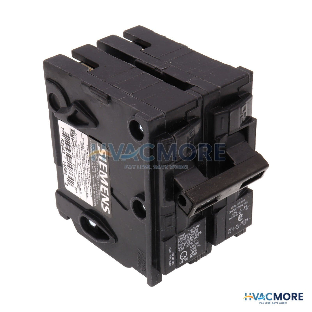 Siemens 2-Pole Plug-On Circuit Breaker, 50A 120/240V - Q250