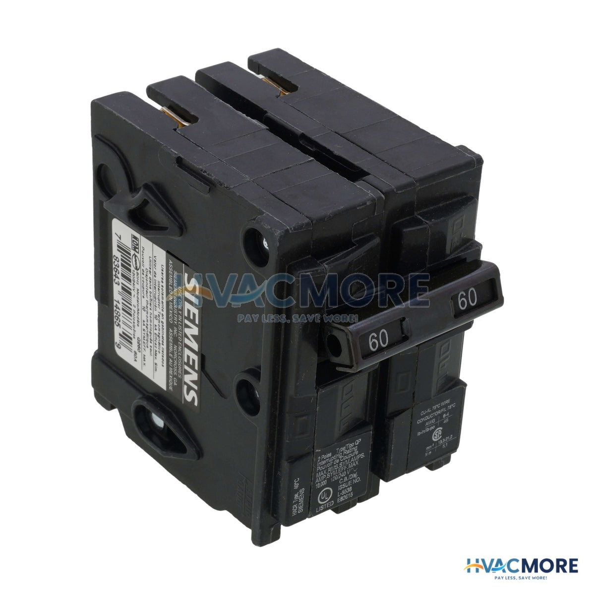 Siemens QP 2-Pole Plug-On Circuit Breaker, 60A 120/240V - Q260