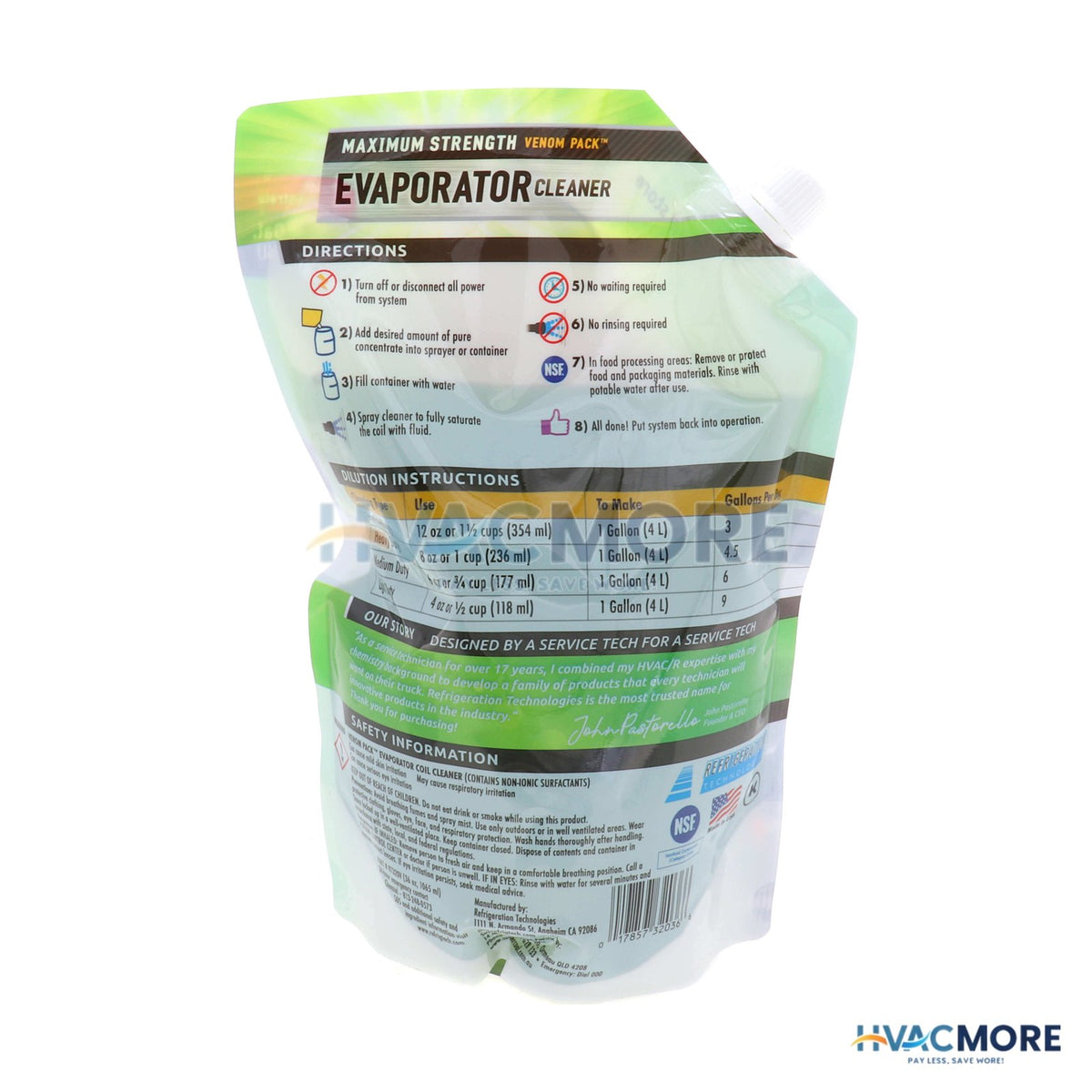 Refrigeration Technologies Viper Venom Pack Evaporator Cleaner, 36 oz. - RT320V