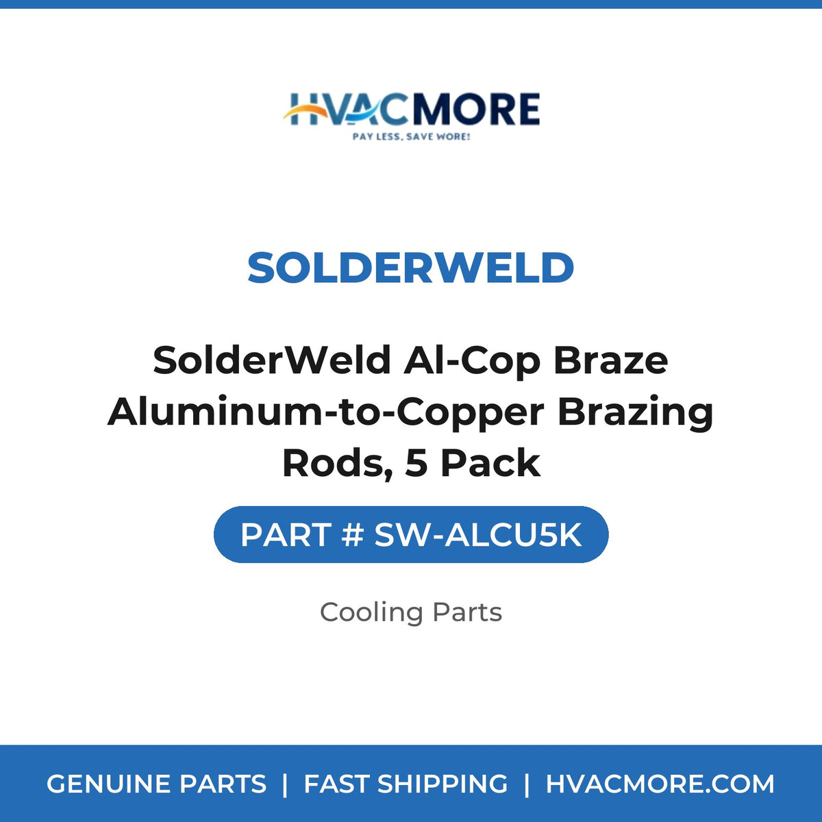 SolderWeld Al-Cop Braze Aluminum-to-Copper Brazing Rods, 5 Pack - SW-ALCU5K