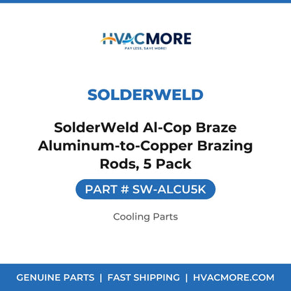 SolderWeld Al-Cop Braze Aluminum-to-Copper Brazing Rods, 5 Pack - SW-ALCU5K