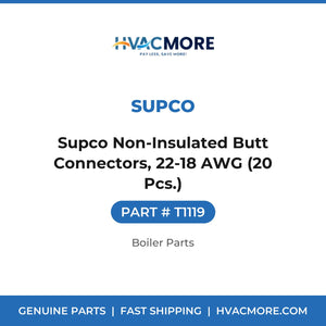 Supco Non-Insulated Butt Connectors, 22-18 AWG (20 Pcs.) - T1119