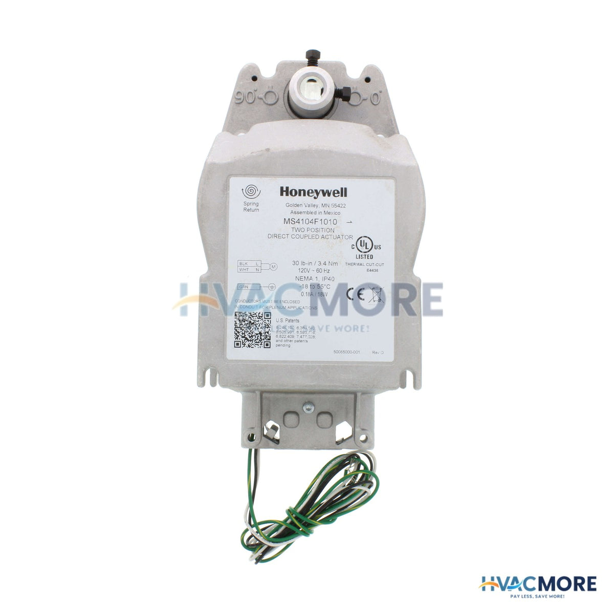 Honeywell Fast Acting, Two-Position Spring Return Actuator (CW & CCW, 120V, 30 lb-in) MS4104F1010