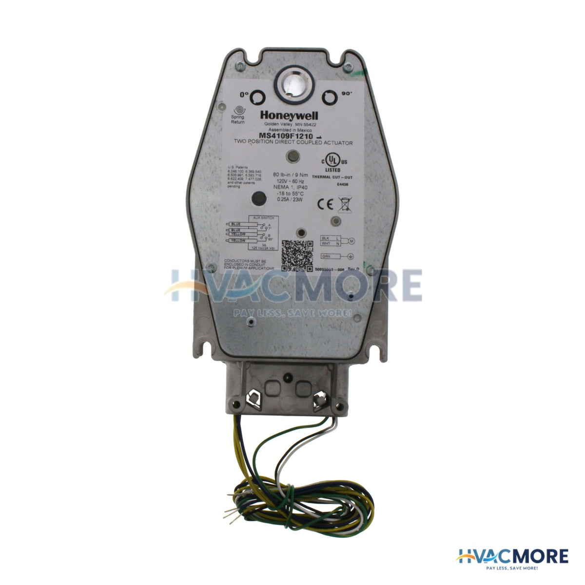 Honeywell Universal Fire and Smoke Damper Actuator (80 lb-in) MS4109F1210