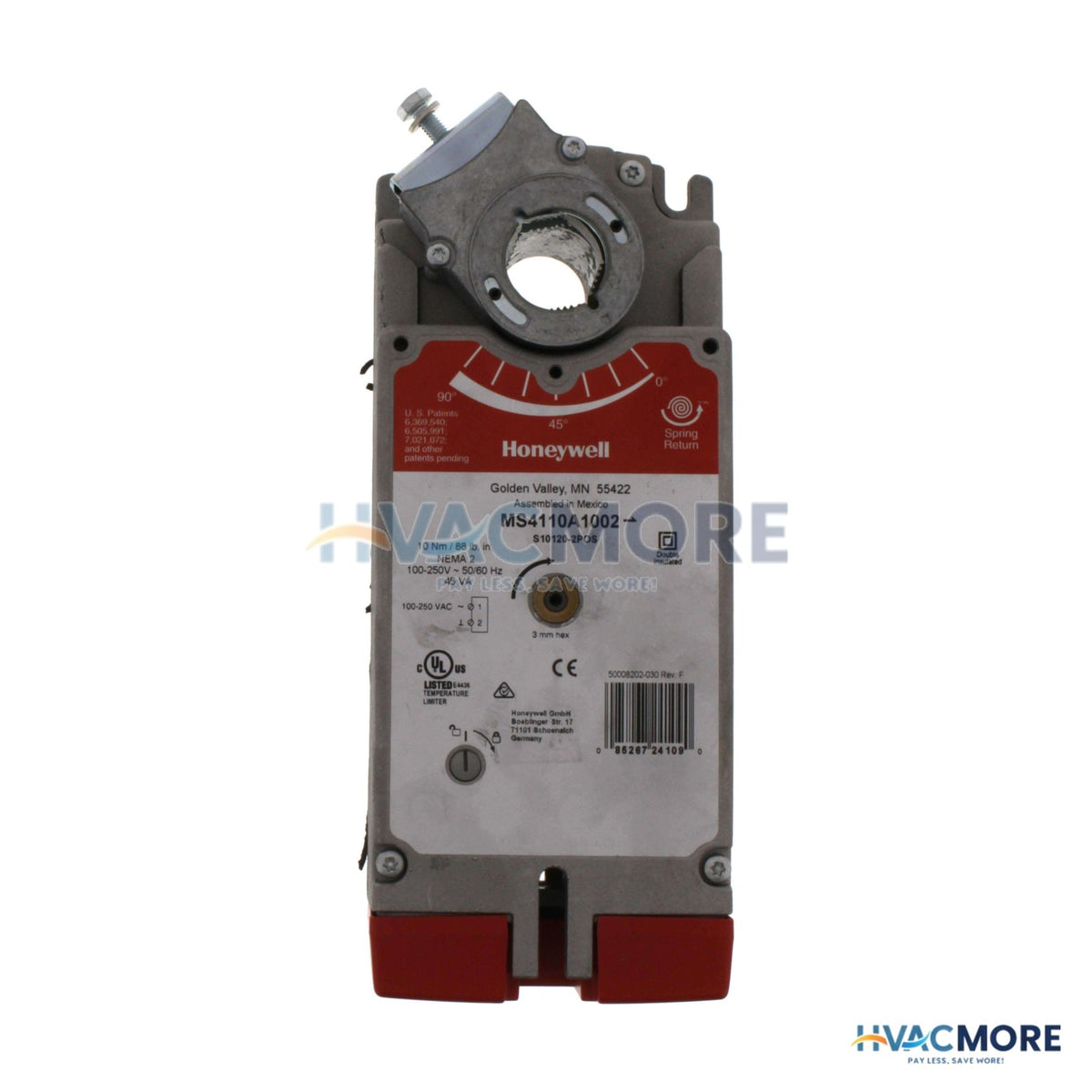 Honeywell Two Position Damper Actuator W/ Spring Return (88 lb-in) MS4110A1002