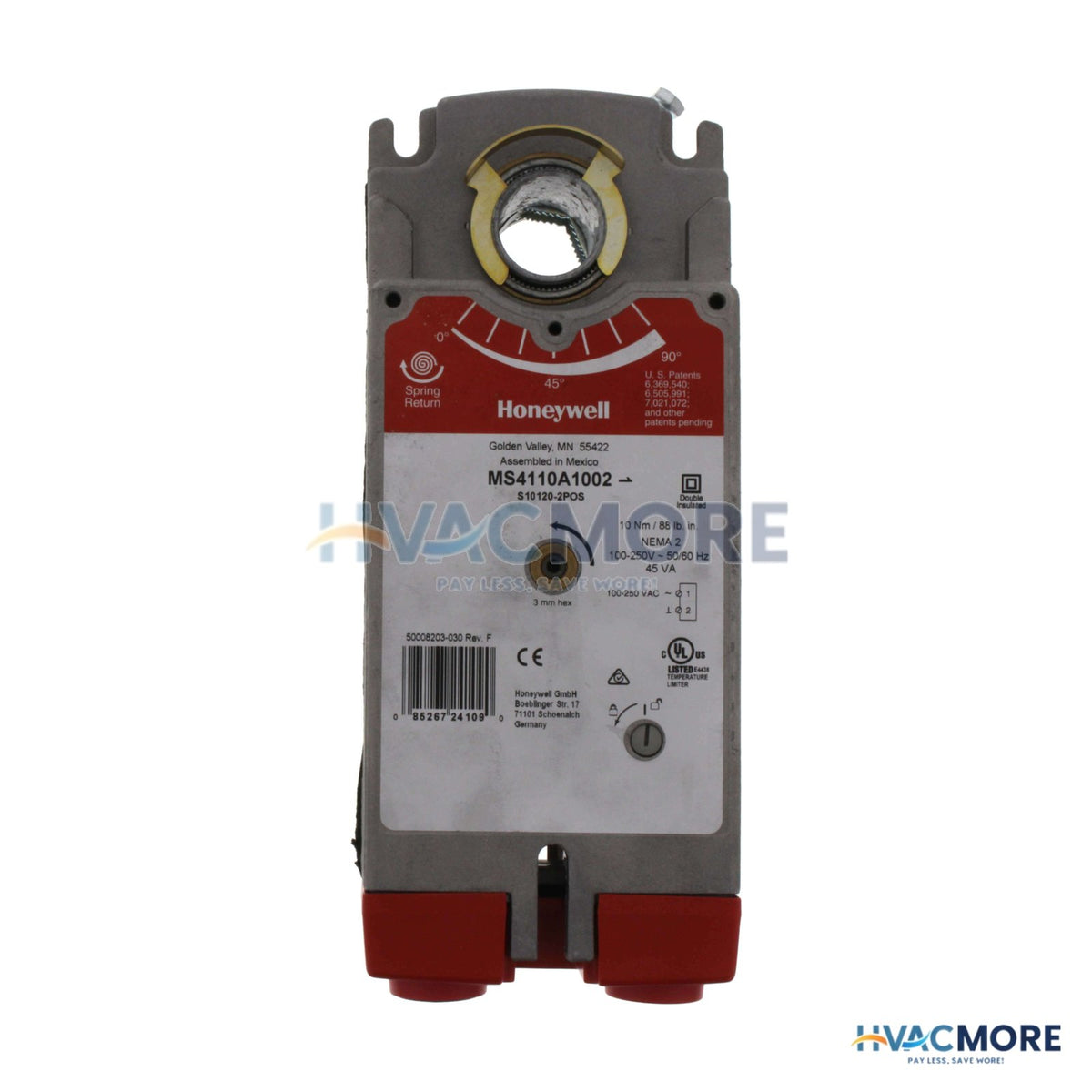 Honeywell Two Position Damper Actuator W/ Spring Return (88 lb-in) MS4110A1002