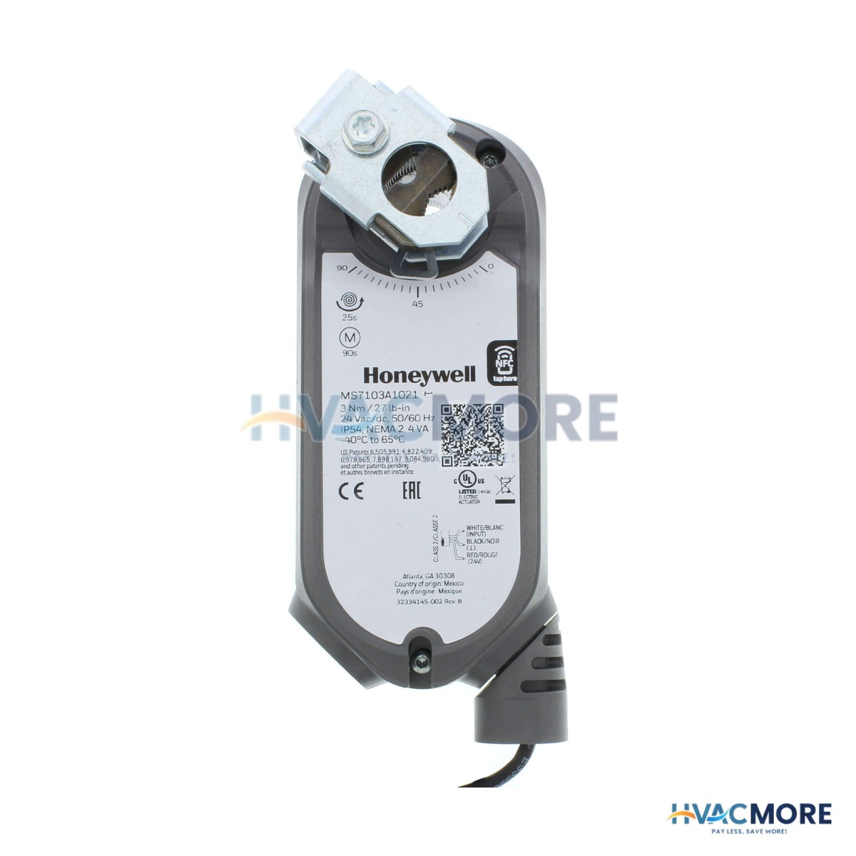 Honeywell 3 Nm Series Spring Return Direct Coupled Modulating Actuator (27 lb-in) MS7103A1021