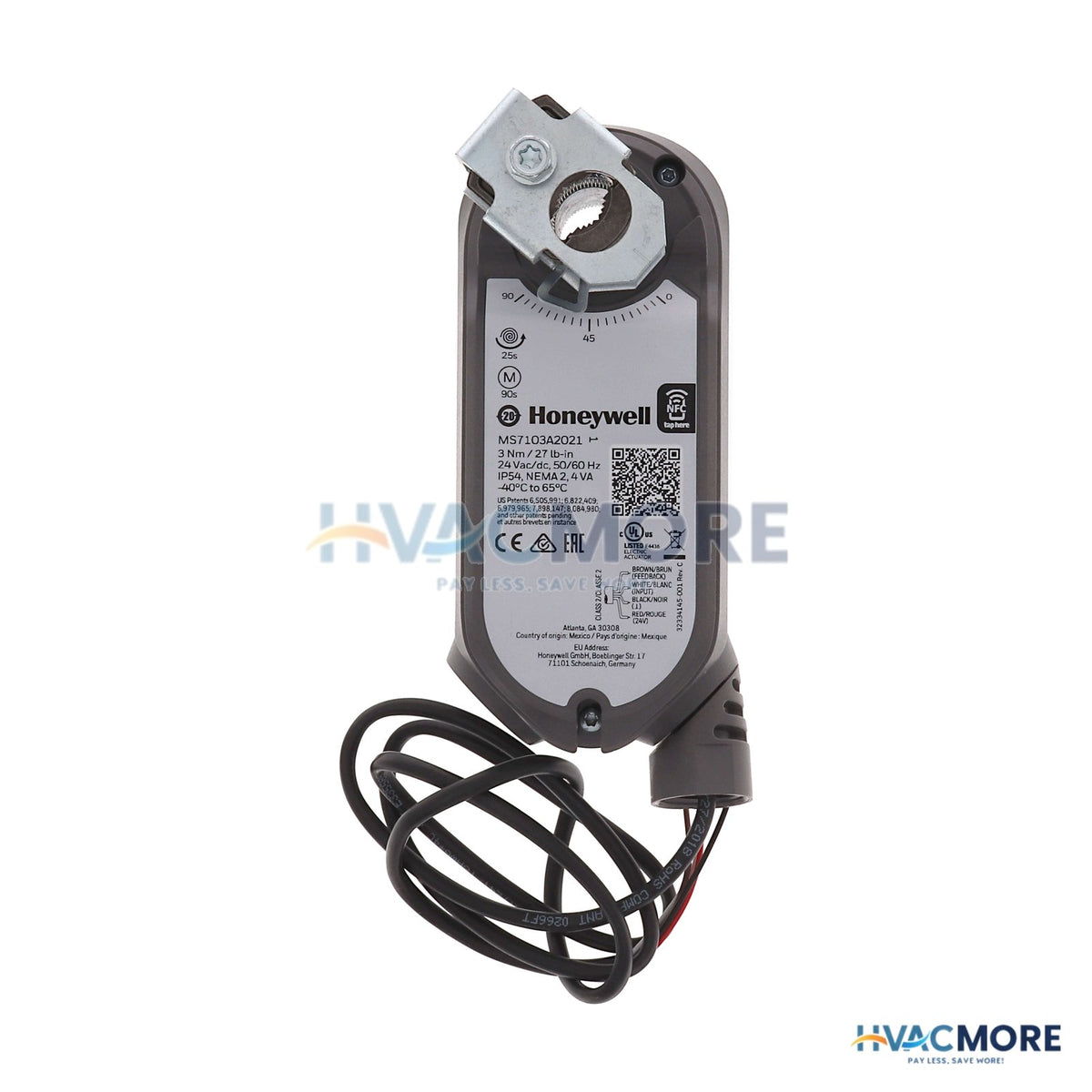 Honeywell 3 Nm Series Spring Return Direct Coupled Modulating Actuator W/ Feedback (27 lb-in) MS7103A2021