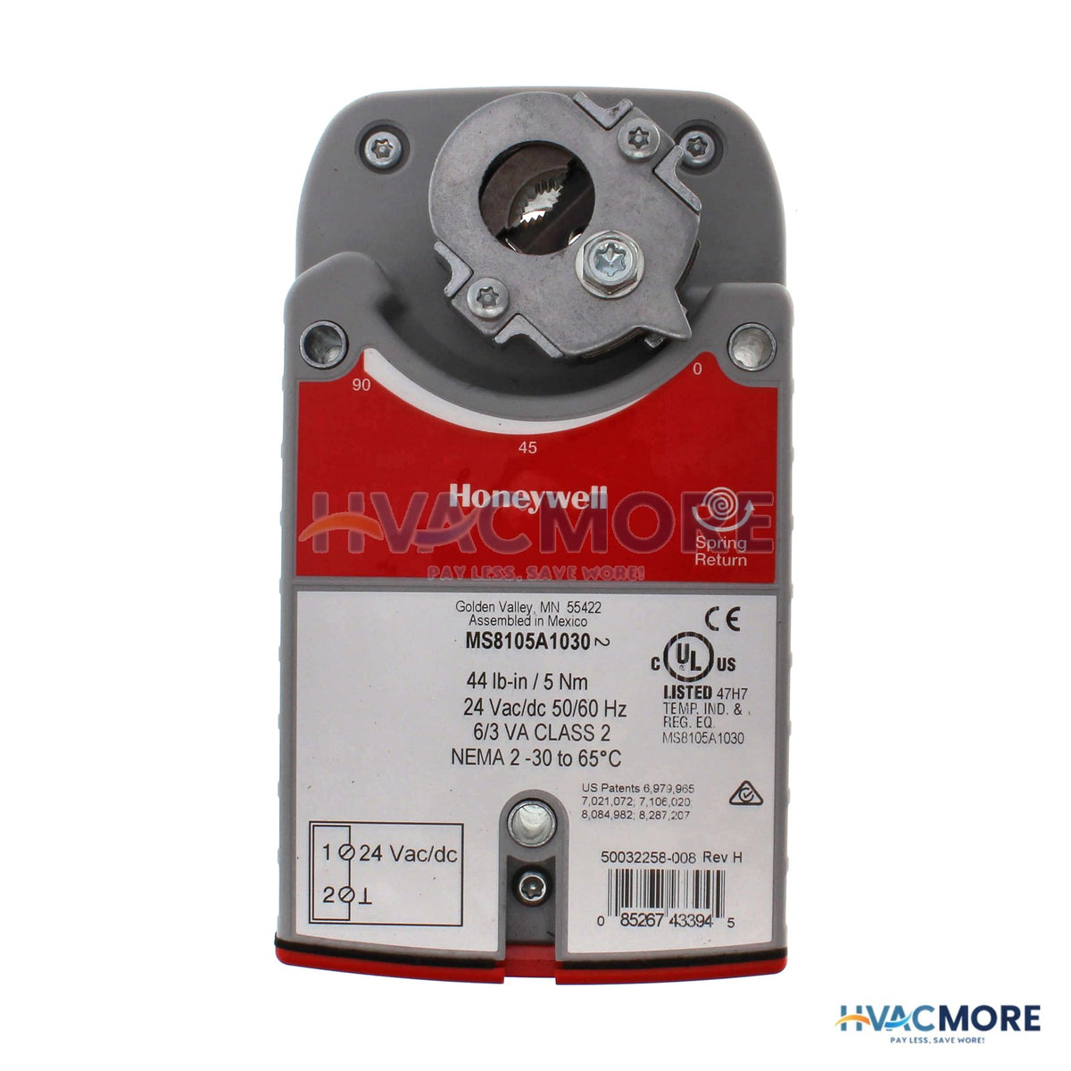 Honeywell 24V, SR Direct Coupled Actuator, 44 lb-in MS8105A1030