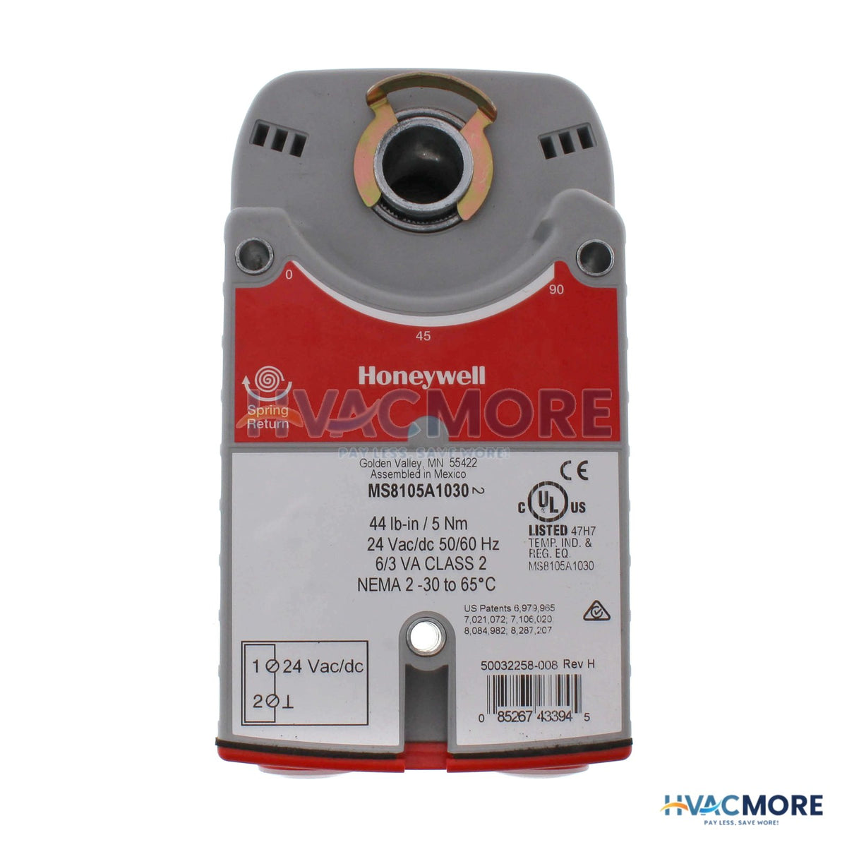 Honeywell 24V, SR Direct Coupled Actuator, 44 lb-in MS8105A1030