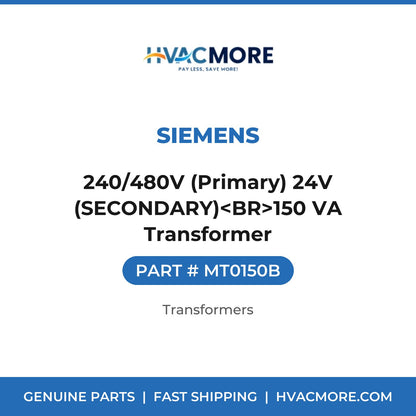 Siemens 240/480V (Primary) 24V (SECONDARY)<BR>150 VA Transformer MT0150B