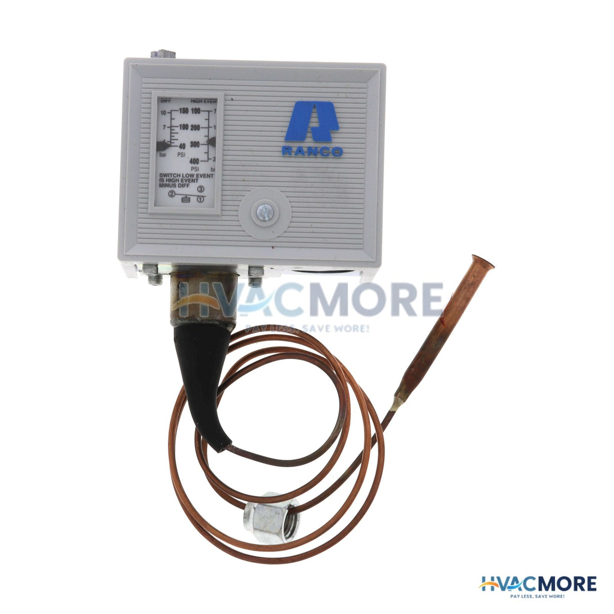 Ranco High Press. Refrig. Ctrl W/ 36" Capillary (100-400 PSI) SPST-Opens Low O10-2054