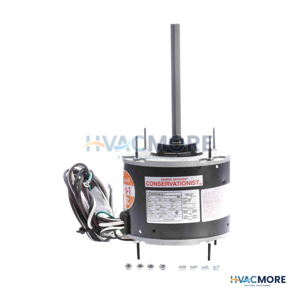 Century 5-5/8" HeatMaster Condenser Fan Motor - Deluxe Model (208-230V, 825 RPM, 1/8, 1/15 HP) ORM5484BF