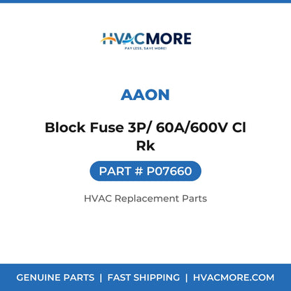 AAON Block Fuse 3P/ 60A/600V Cl Rk P07660