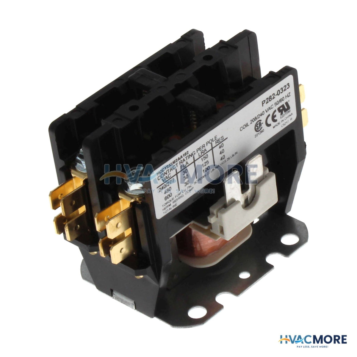 Carrier 2 Pole Contactor, 208/240 V 30 Amp W/ Screw Terminals P282-0323