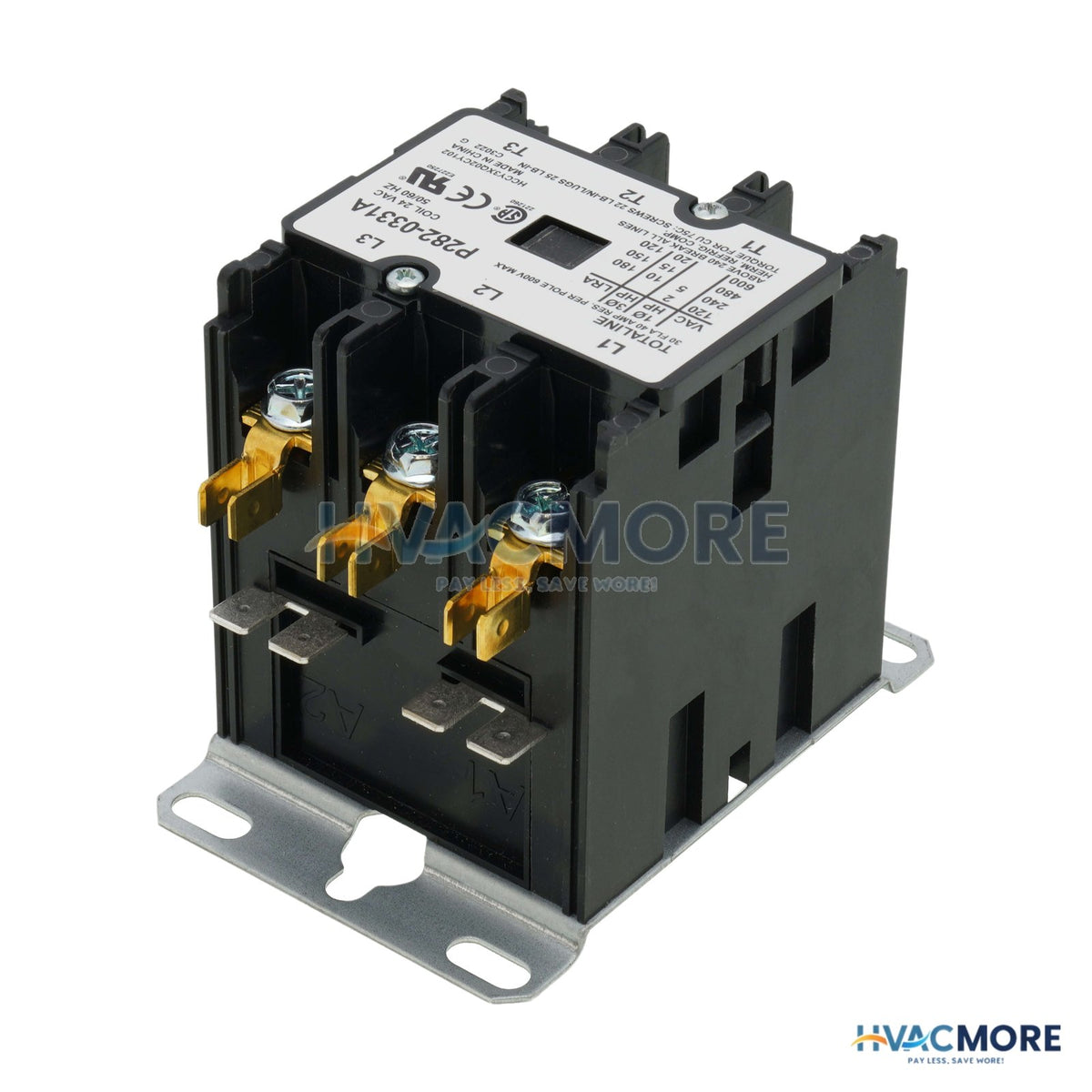 Carrier 3 Pole Contactor, 24V 30 Amp W/ Screw Terminals P282-0331A