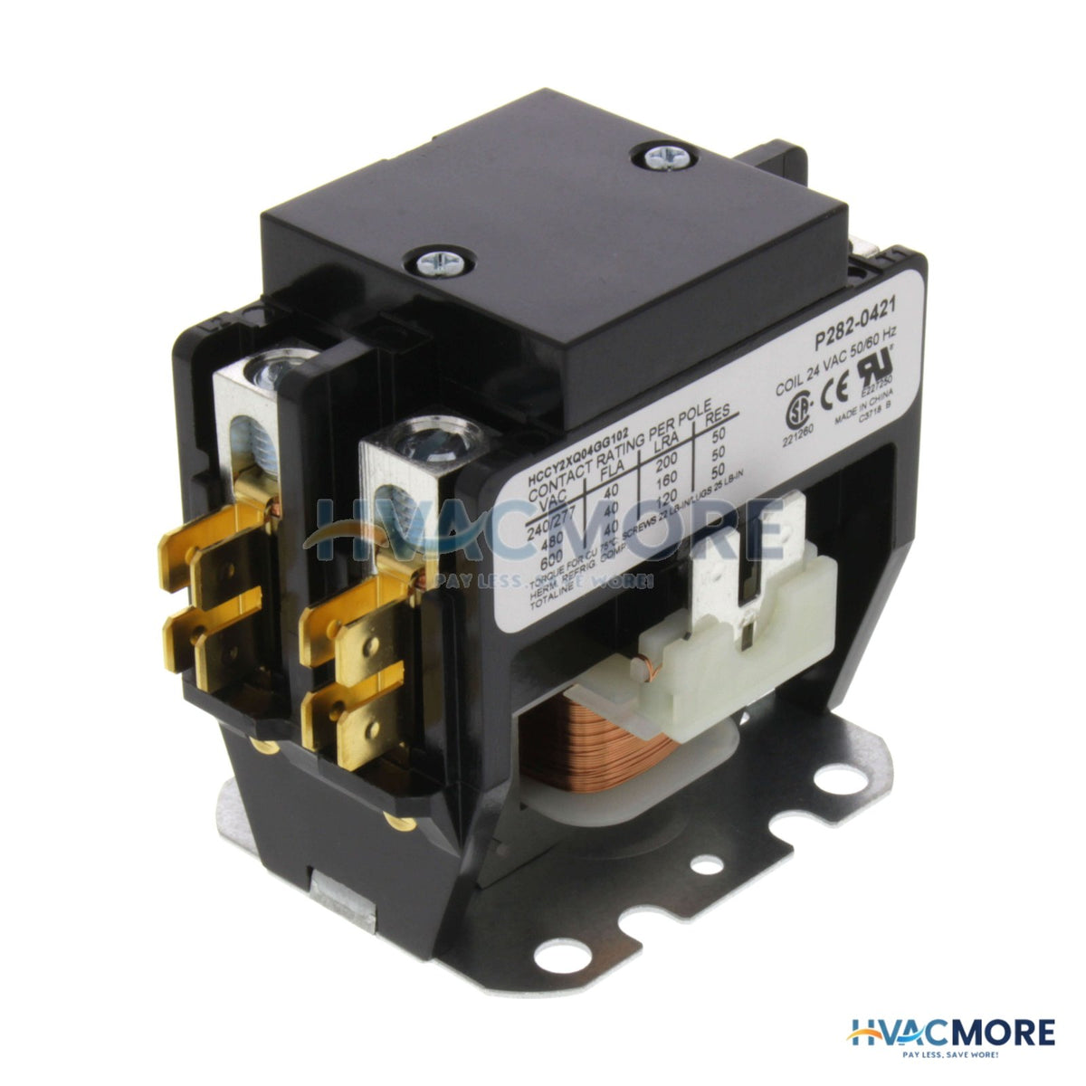 Carrier 2 Pole Contactor, 24V 40 Amp P282-0421