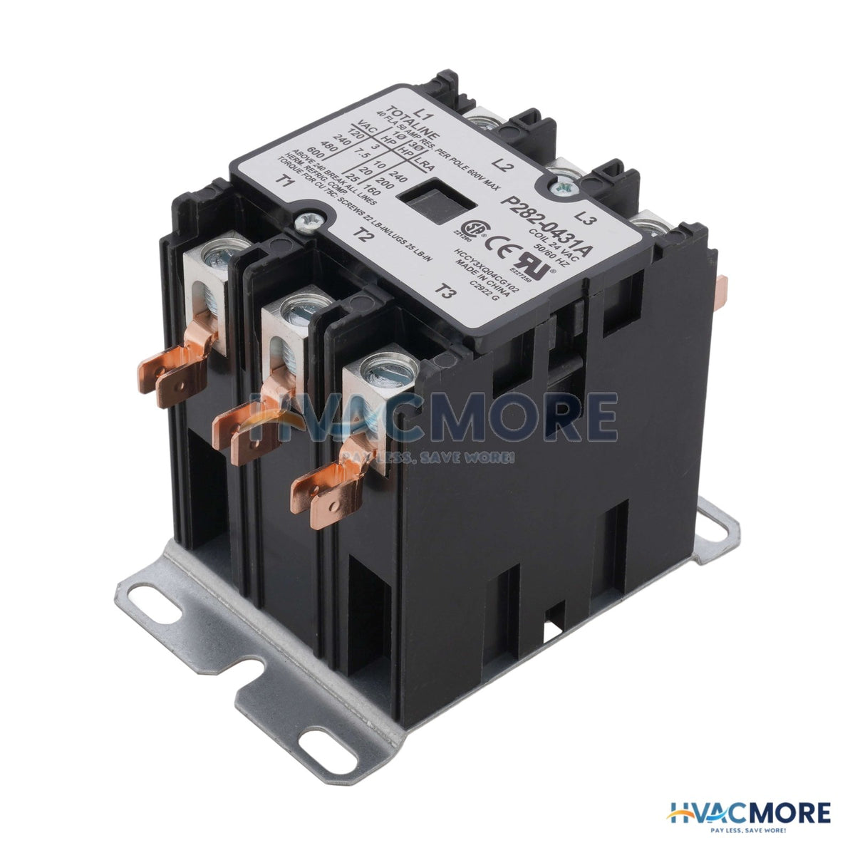 Carrier 3 Pole Contactor, 24V 40 Amp P282-0431A