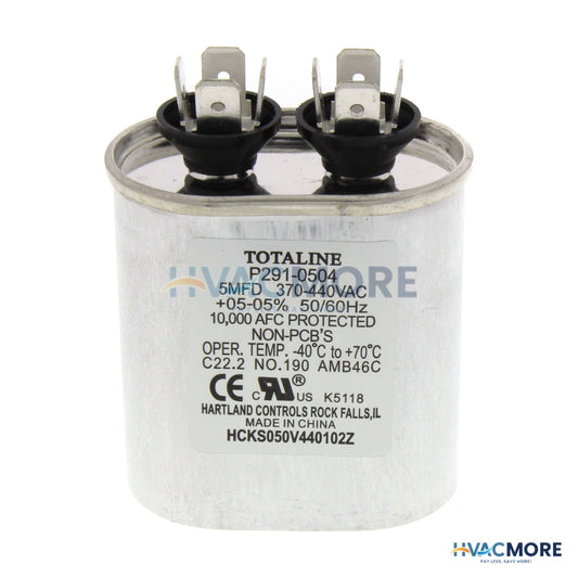 Carrier 370/440V Oval Run Capacitor, 5 MFD P291-0504