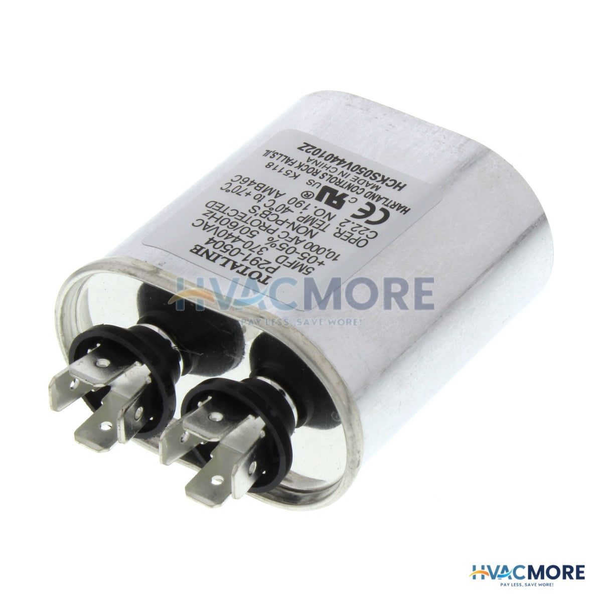 Carrier 370/440V Oval Run Capacitor, 5 MFD P291-0504