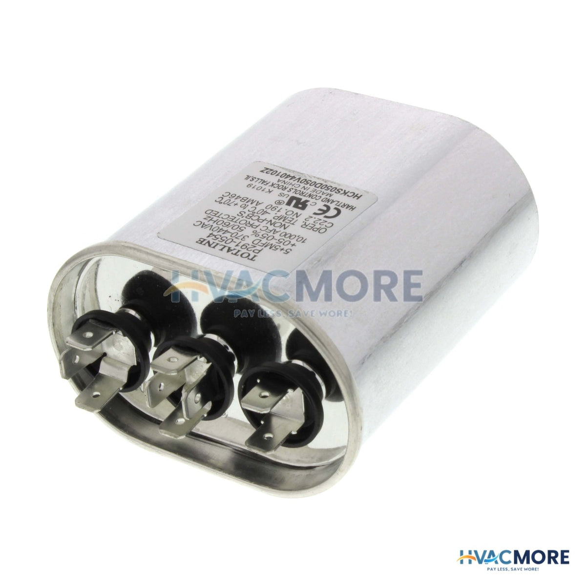 Carrier 5/5 MFD 440V Dual Oval Capacitor P291-0554