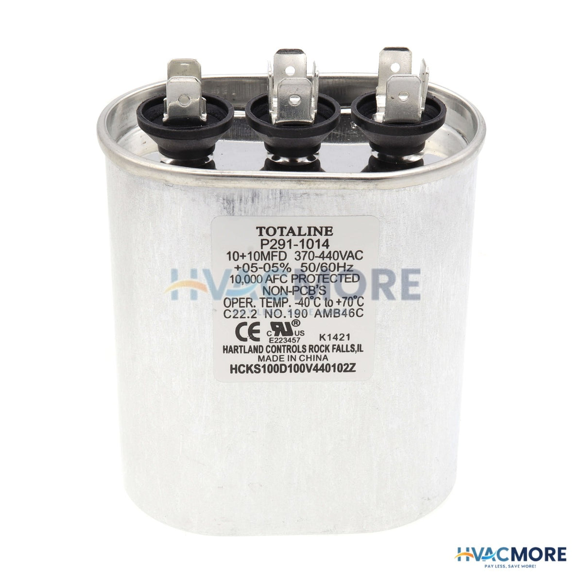 Carrier 370V Oval Run Capacitor, 10 MFD P291-1014