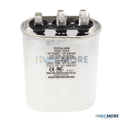 Carrier 370V Oval Run Capacitor, 10 MFD P291-1014