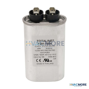 Carrier 440V Single Oval Run Capacitor, 15 MFD P291-1504