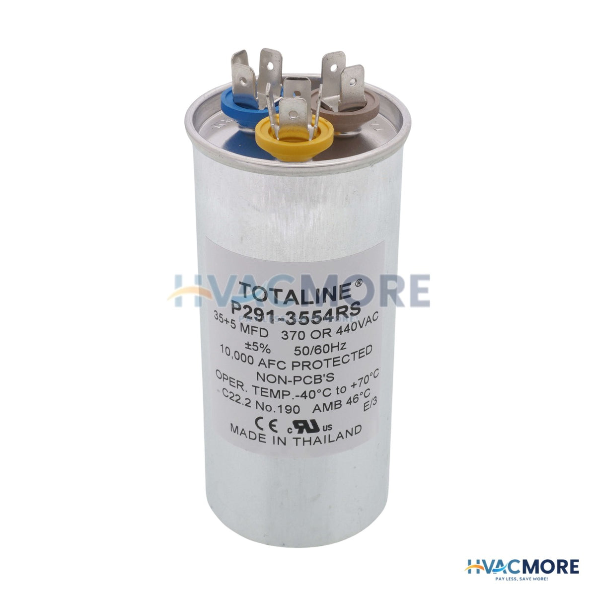 Carrier 440V Dual Round Run Capacitor, 35/5 MFD P291-3554RS