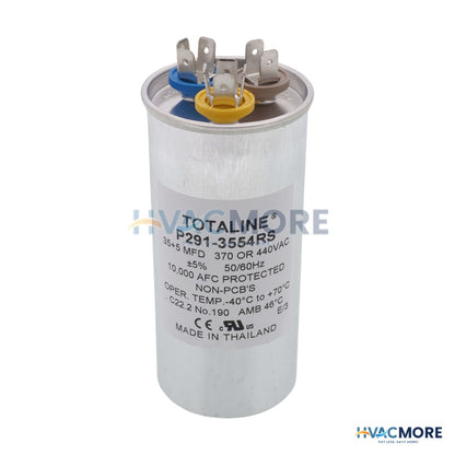 Carrier 440V Dual Round Run Capacitor, 35/5 MFD P291-3554RS