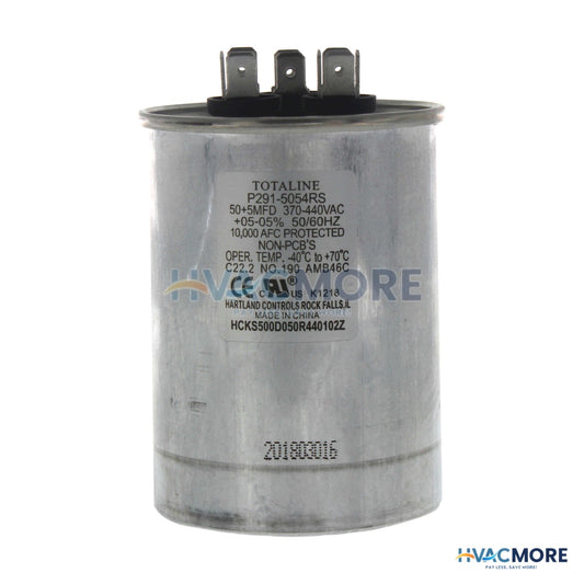 Carrier 440V Round Dual Capacitor, 50/5 MFD P291-5054RS