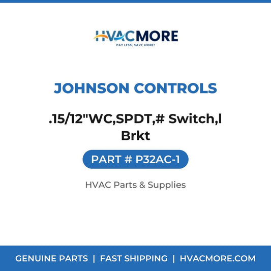 Johnson Controls .15/12"WC,SPDT,# Switch,l Brkt P32AC-1