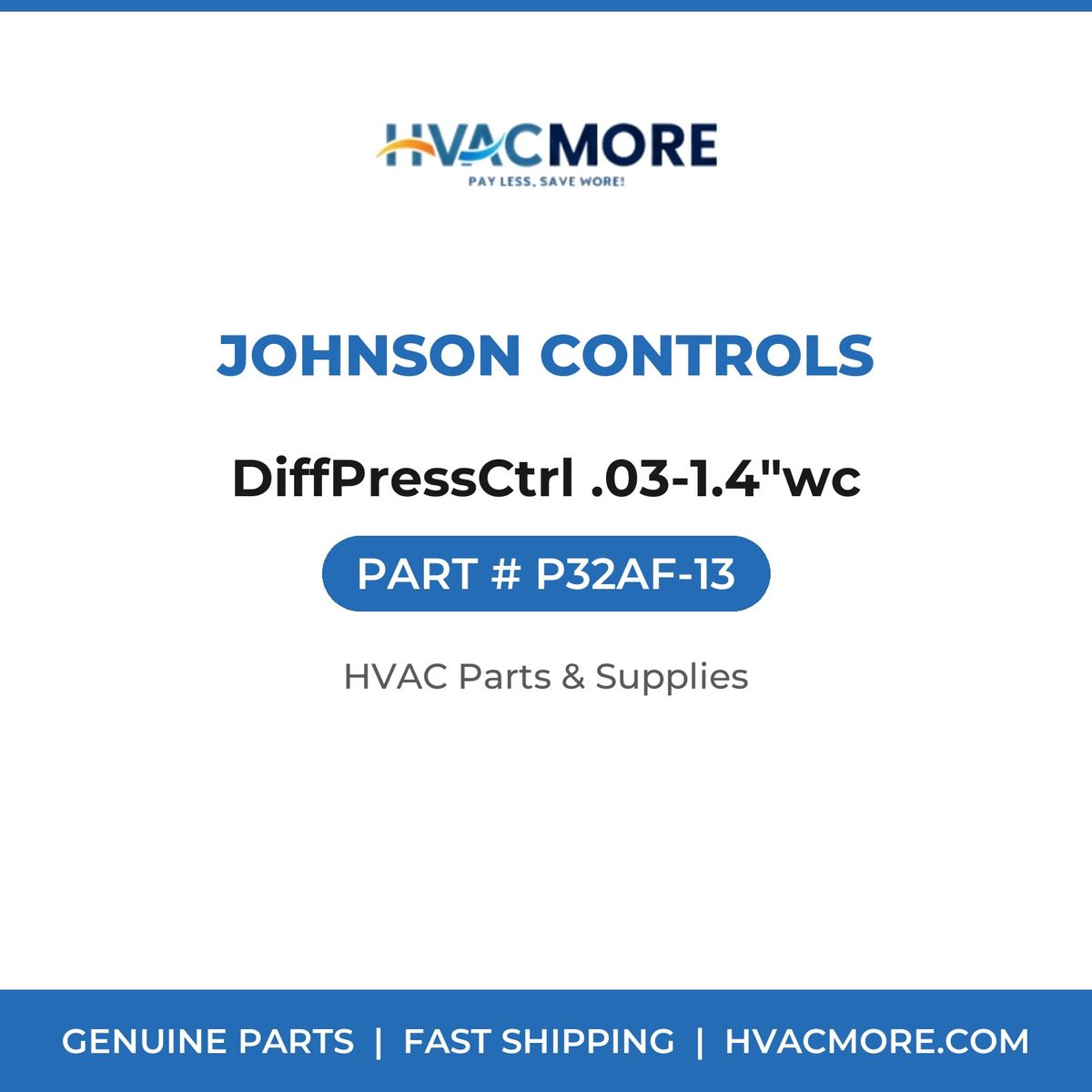 Johnson Controls DiffPressCtrl .03-1.4"wc P32AF-13
