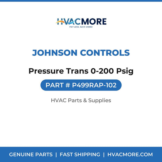 Johnson Controls Pressure Trans 0-200 Psig P499RAP-102