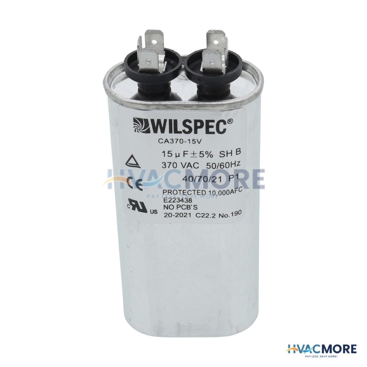 AAON 15 MFD 370V Oval run capacitor P5130B