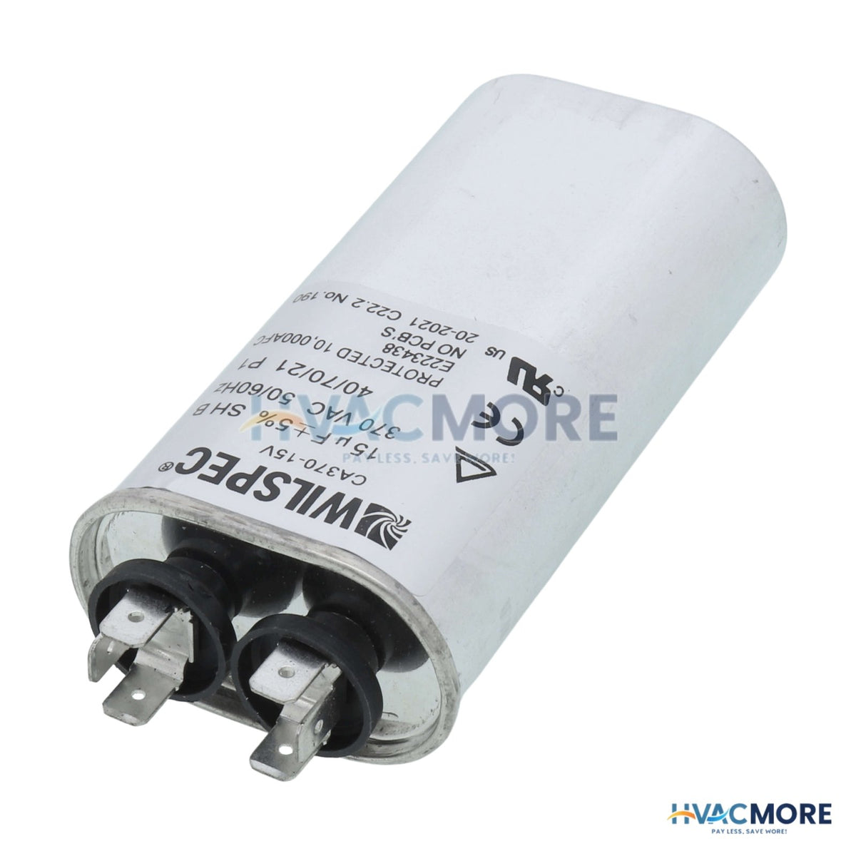 AAON 15 MFD 370V Oval run capacitor P5130B