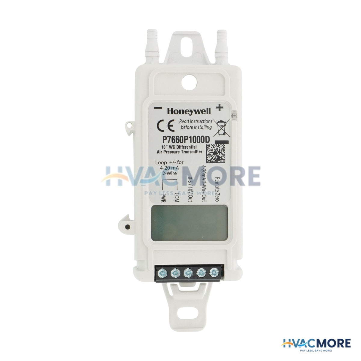 Honeywell 1.0", 2.5", 5", 10" W.C. Universal LCD Display Pressure Sensor W/ Panel/DIN Rail Mount P7660P1000D