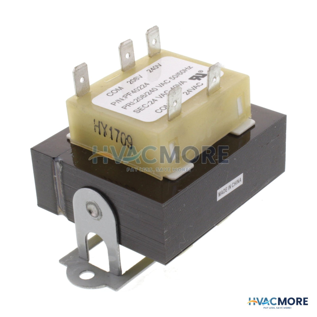 Packard Class II Foot Mount 208/240V Input & 24V Output, 40VA Transformer PF40224