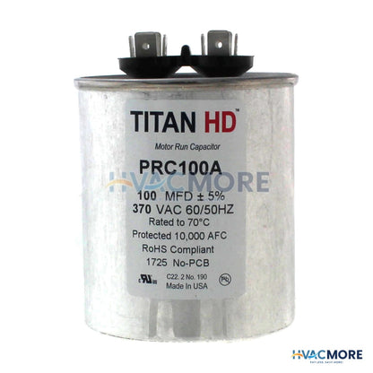 Titan HD 100 MFD Round Motor<br>Run Capacitor (370V) PRC100A