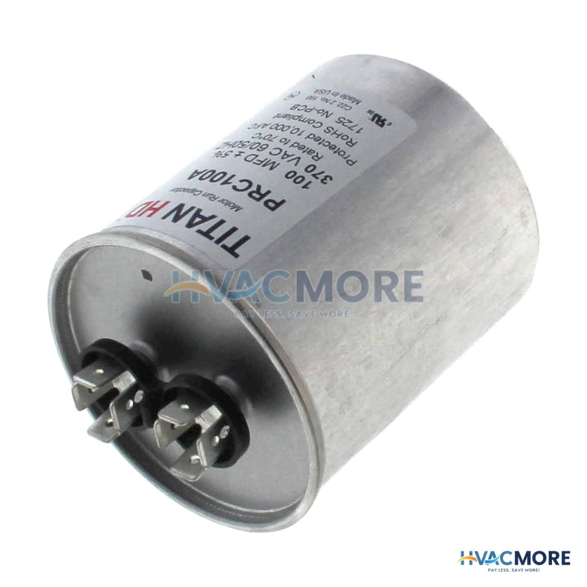 Titan HD 100 MFD Round Motor<br>Run Capacitor (370V) PRC100A