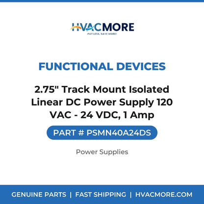 Functional Devices 2.75" Track Mount Isolated Linear DC Power Supply 120 VAC - 24 VDC, 1 Amp PSMN40A24DS