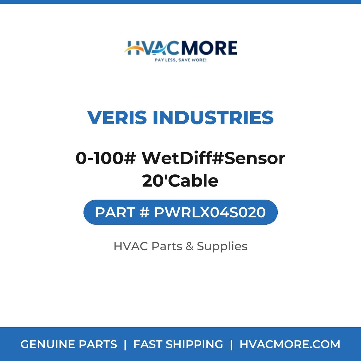 Veris Industries 0-100# WetDiff#Sensor 20'Cable PWRLX04S020